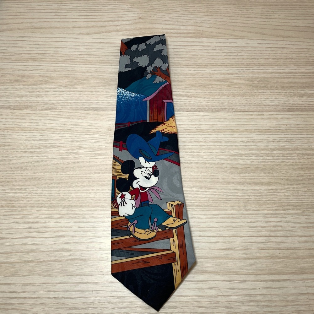 Disney Mickey Mouse‎ Western Cowboy Tie Mens Novelty Farm Scene